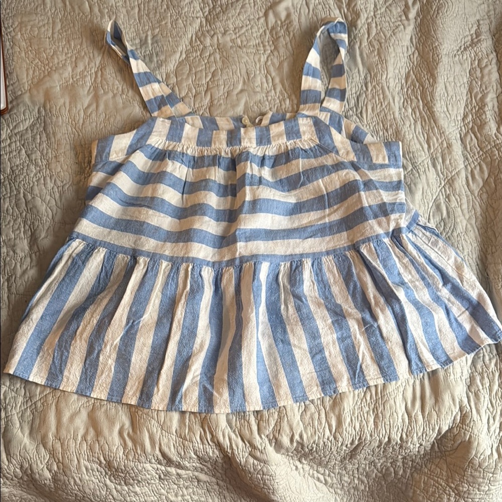 LOFT Blue and White Striped Top